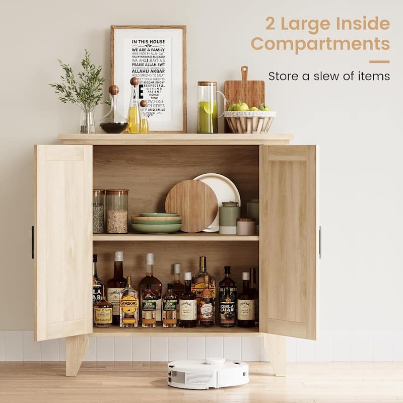Buffet Kitchen Cabinet, Rattan Small Wardrobe with Door and Shelf