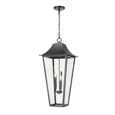 Gannon 5 Light Outdoor Chain Mount Ceiling Fixture in Black