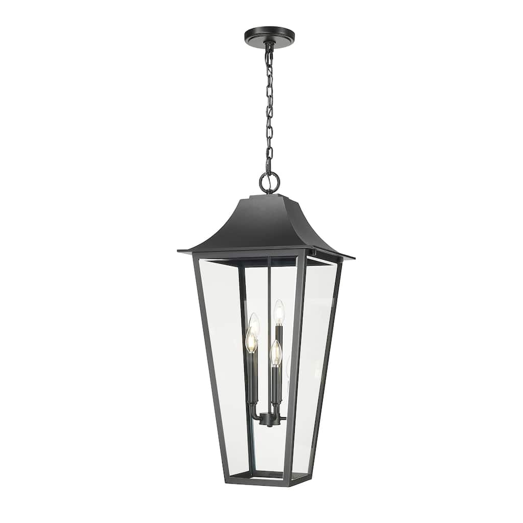 Gannon 5 Light Outdoor Chain Mount Ceiling Fixture in Black