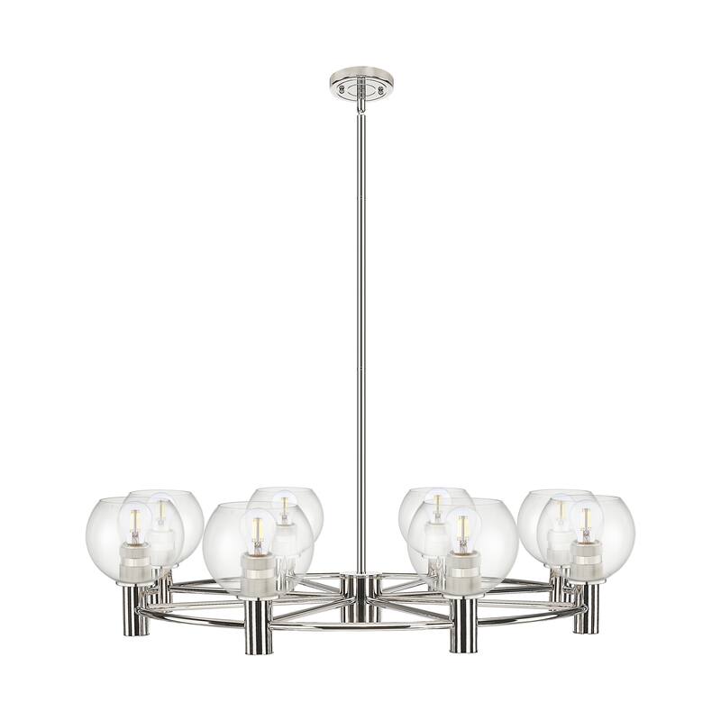 Innovations Lighting Downtown Urban - Crown Point - 8 Light 36" Athens Stem Hung Chandelier - Clear/Polished Nickel
