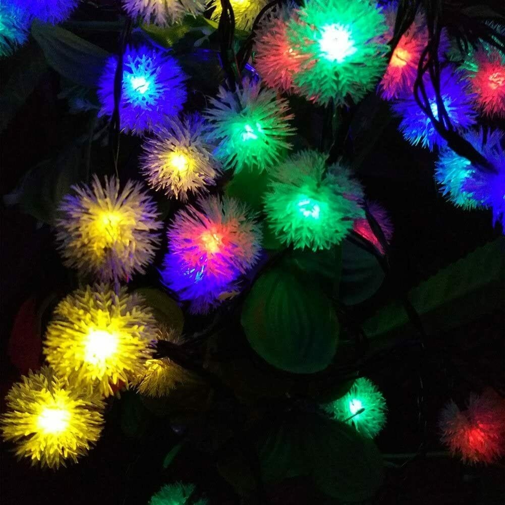 21ft 30led Snow Ball Solar String Lights 8 Mode Fairy Globe Light