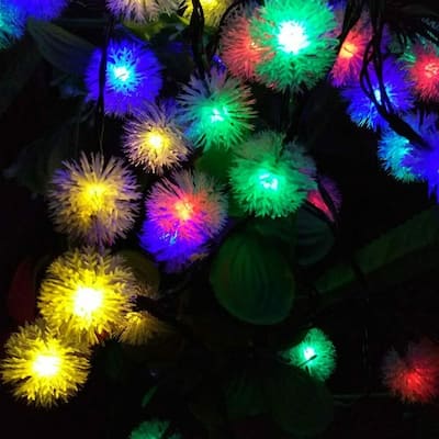 21ft 30LED Snow Ball Solar String Lights 8-Mode Fairy Globe Light