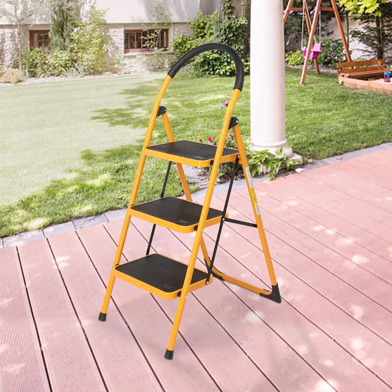 Portable 2/3/4 Step Ladder Lightweight Ladders with Sturdy Steel and Anti-Slip Wide Pedal (330 Lb)