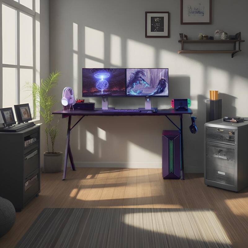 63 inch Carbon Fiber Gaming Desk with Mouse Pad Esports Style Computer Desk for Gamers, Sturdy & Large Gaming Workstation