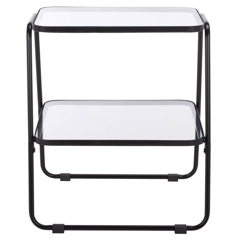 SAFAVIEH Home Zunia 2-Tier Accent Table - 17"W x 15"D x 19"H - Black
