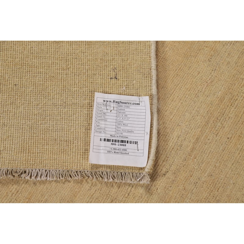 Muted Yellow Modern Gabbeh Oriental Area Rug Handmade Wool Carpet - 5'11"x 7'3"