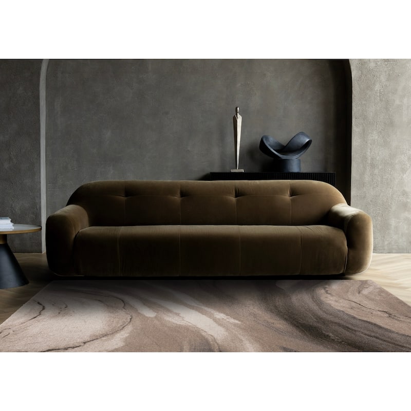 Taupe Black White Organic Layers High-Traffic Rug