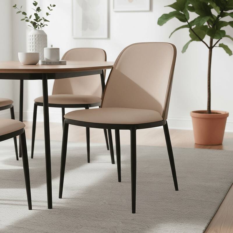 Tule Modern Velvet, Leather, or Suede Fabric Upholstered Dining Chair with Metal Legs for Home, Cafe, Restaurant (Set of 2)