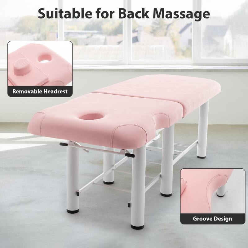 Professional Massage Table - Adjustable Backrest, Removable Headrest, Memory Foam, with Bottom Shelf Storage