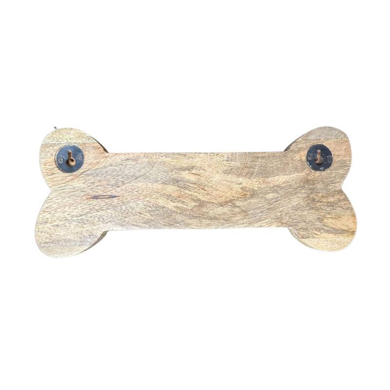 Wooden Bone Shape With 2 Nickel Hooks Gray