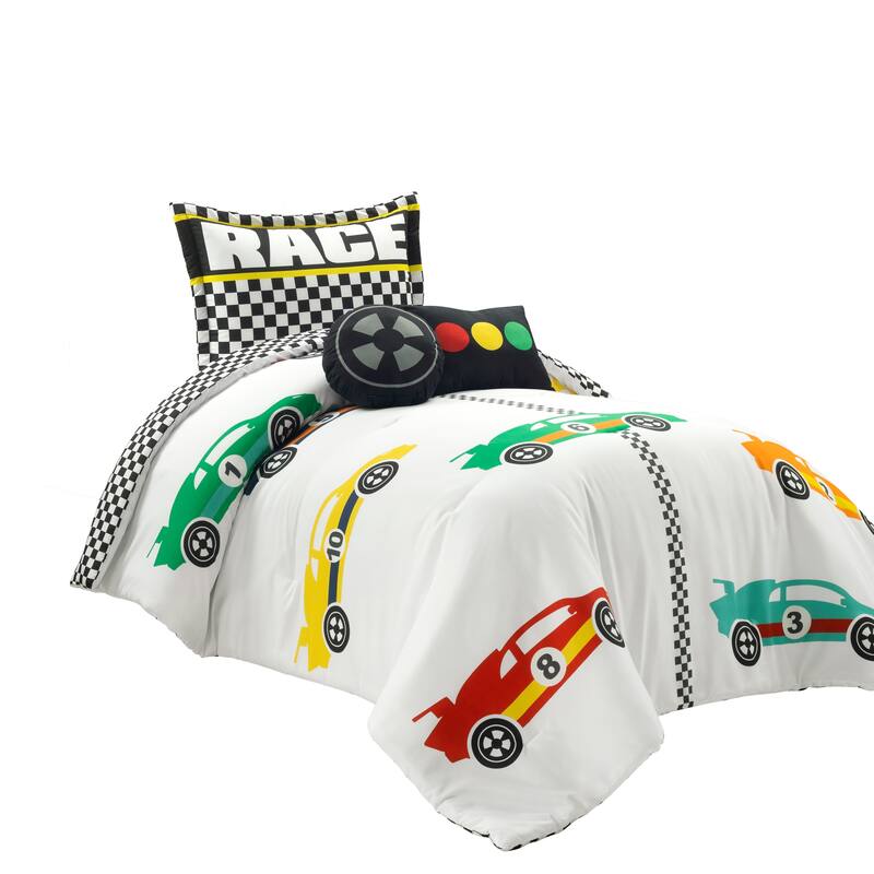 Lush Decor Racing Cars Reversible Oversized Comforter Set