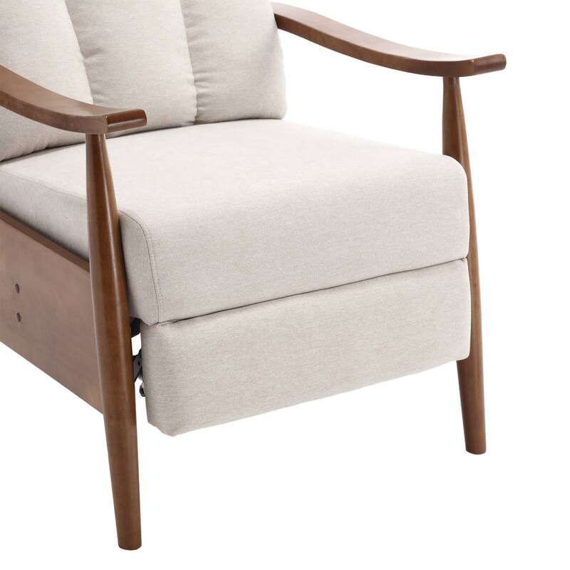 Beige Modern 26.38" Upholstered Adjustable Chaise Lounge Chair with Wood Frame for Living Room