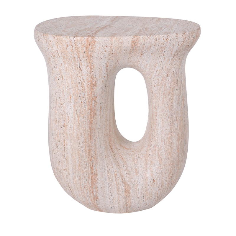 Christopher Knight Home - Modern Indoor/Outdoor 18.9"H U-Shaped Faux Marble MgO Accent Side Table with Unique Veining