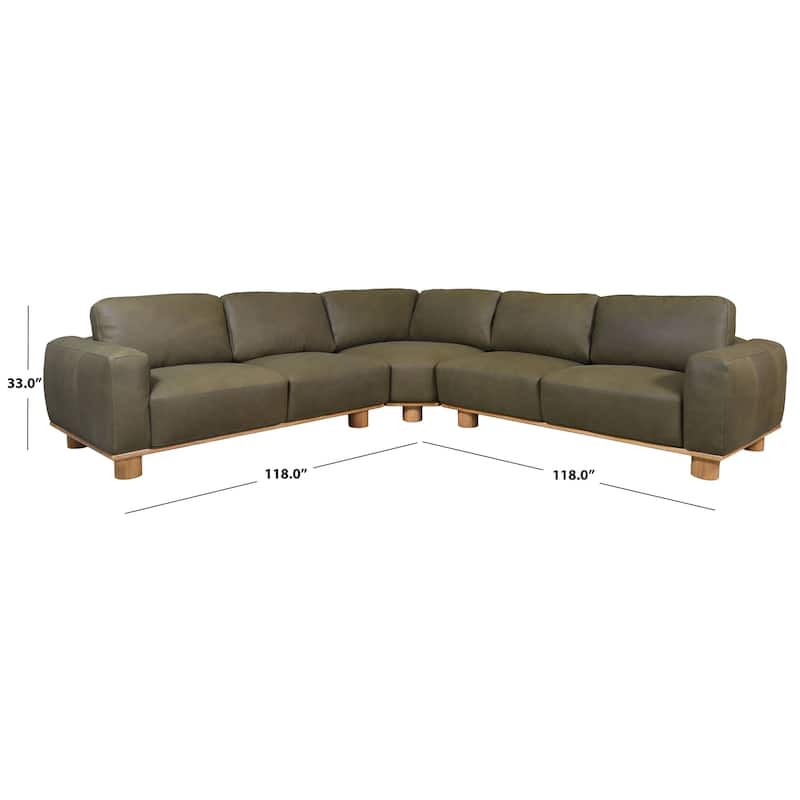 SAFAVIEH Couture Ellyn Leather L-Shaped Sectional - 118"W x 118"D x 33"H