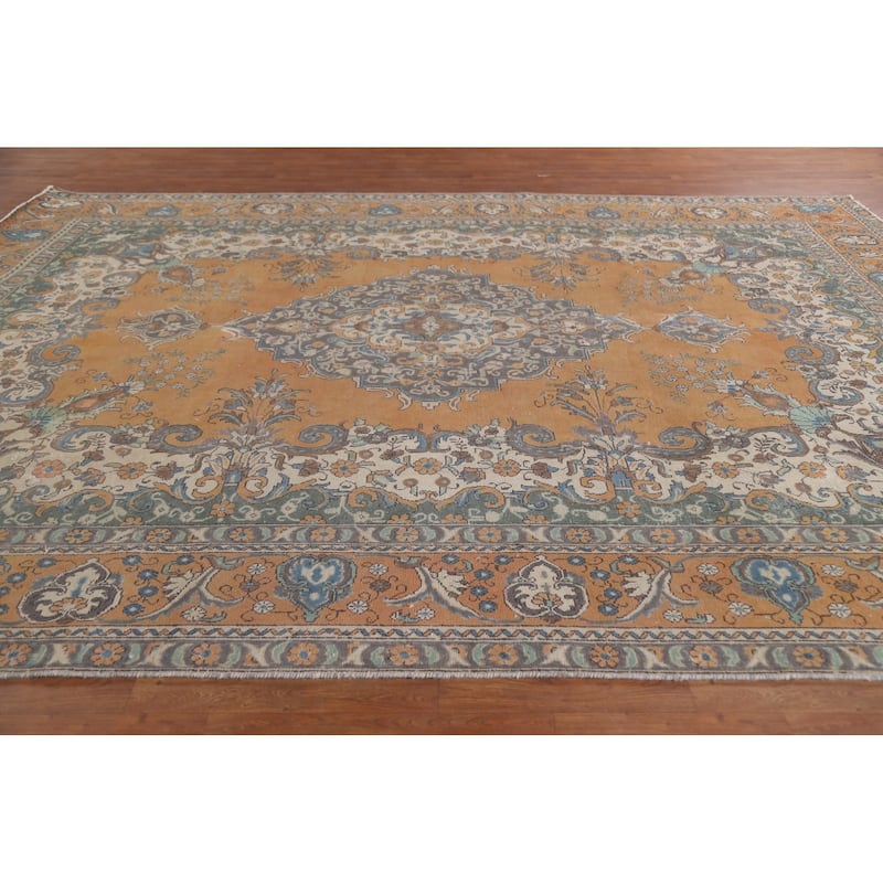Tabriz Persian Vintage Area Rug Handmade Wool Carpet - 9'9"x 12'5"