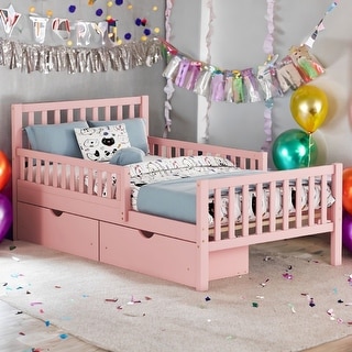 Pink Twin Platform Bed with Storage Drawers