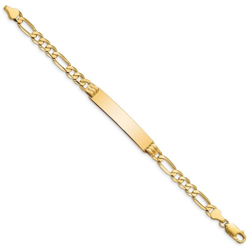 Curata 7.5mm 10k Yellow Gold Engravable Figaro Link ID Bracelet
