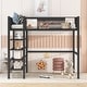 preview thumbnail 2 of 9, Twin Size Loft Bed with 4-Tier Shelves, Metal Loft Bed Frame with a Storage Shelf and Mesh Guardrails, for Kids Teens, Black