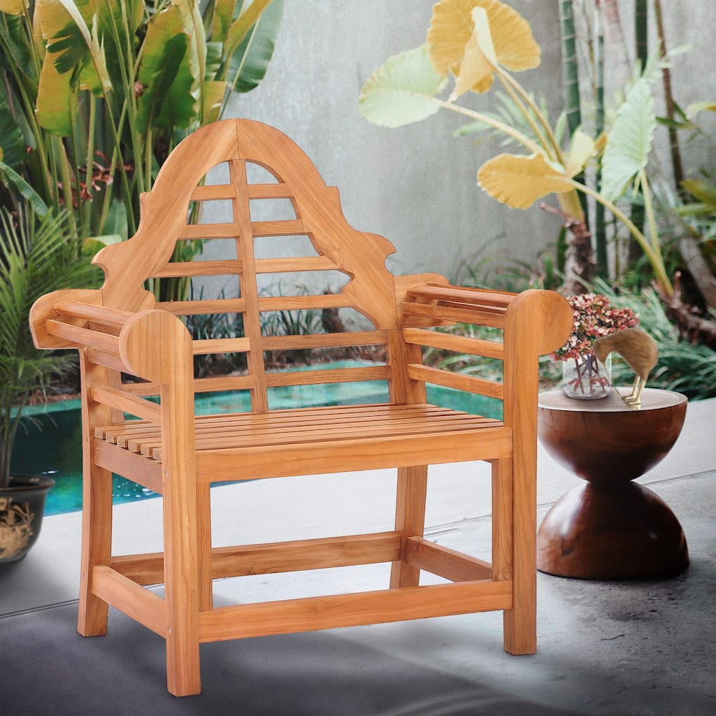 Chic Teak Lutyens Teak Wood Indoor/ Outdoor Dining Arm Chair