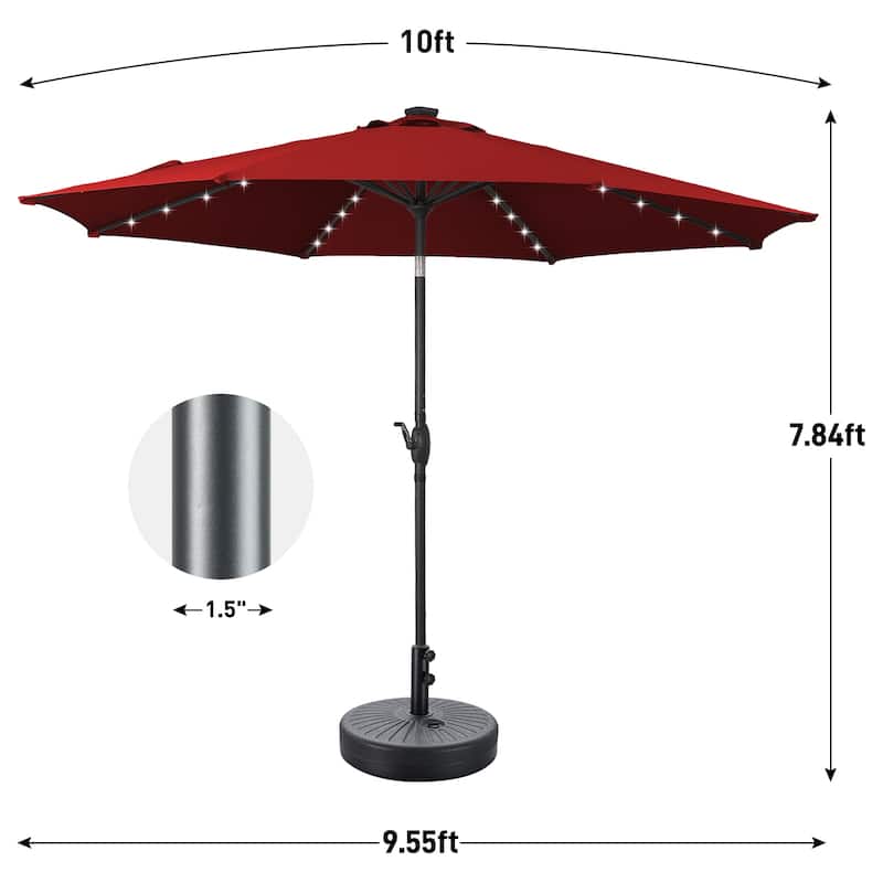 Autlaycil 10ft Solar LED lights Outdoor Patio Umbrella With Base