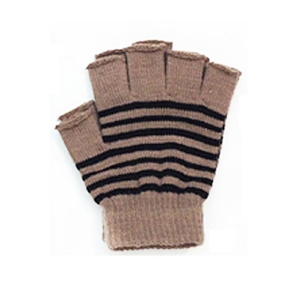 Womens Striped Fingerless Knit Gloves