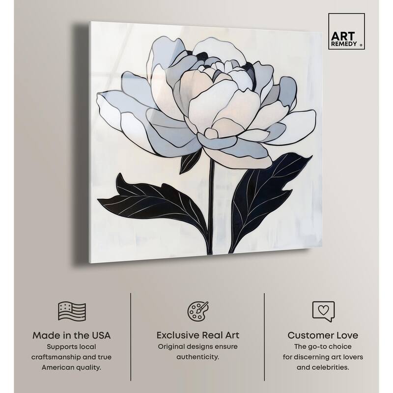 Gray Scale Flower I Acrylic by Art Remedy, Ready to Hang
