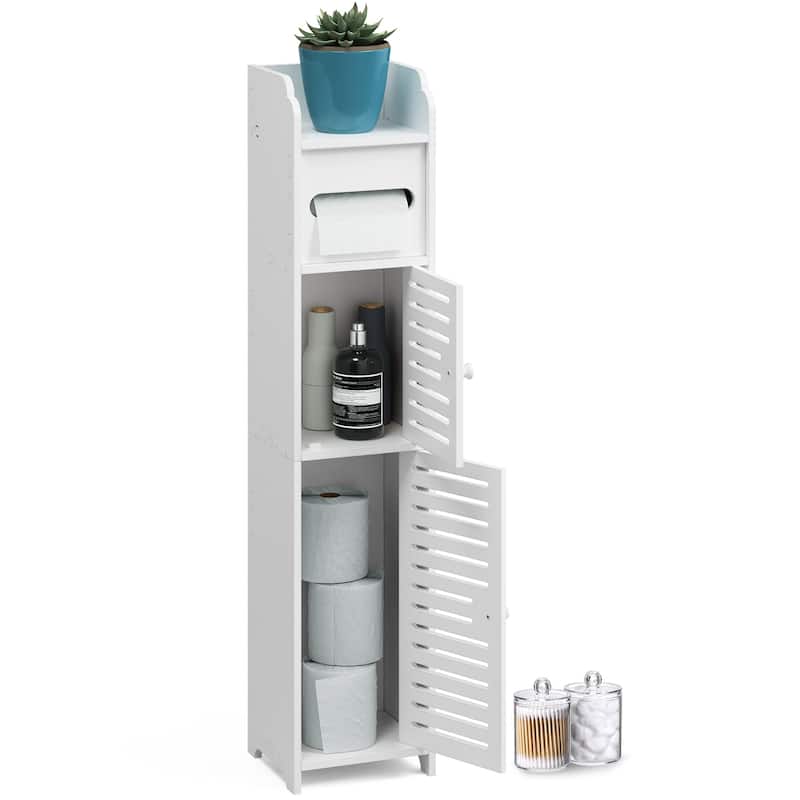Nestl Bathroom Storage Organizer - Floor Standing Tall Cabinet for Toilet Paper, Towel & Other Bathroom Storage Accessories - White