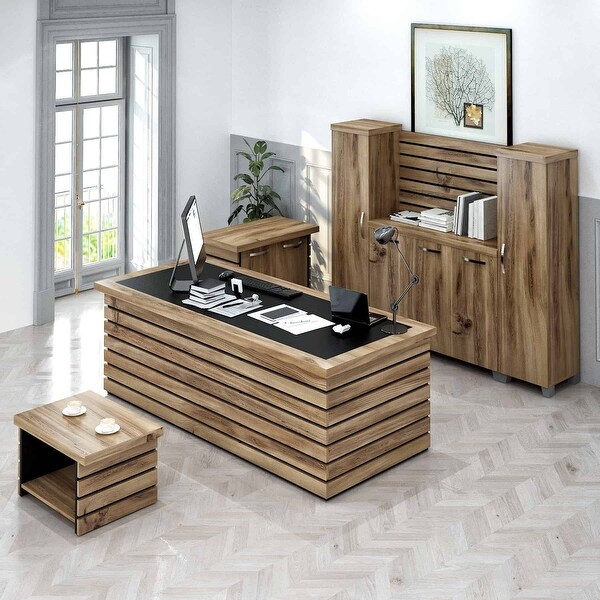 Modern Elise 4 Piece Desk Office Suite Furniture Set 87". Opens flyout.