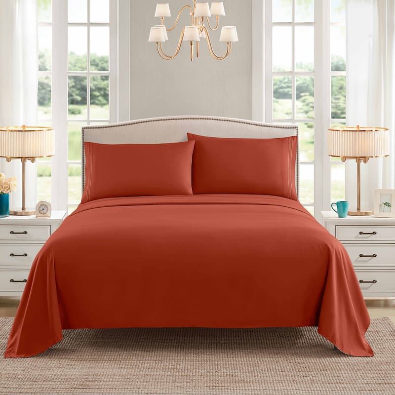 Sweet Home Collection 4 Piece Chevron Printed Sheet Set, Double Brushed Microfiber