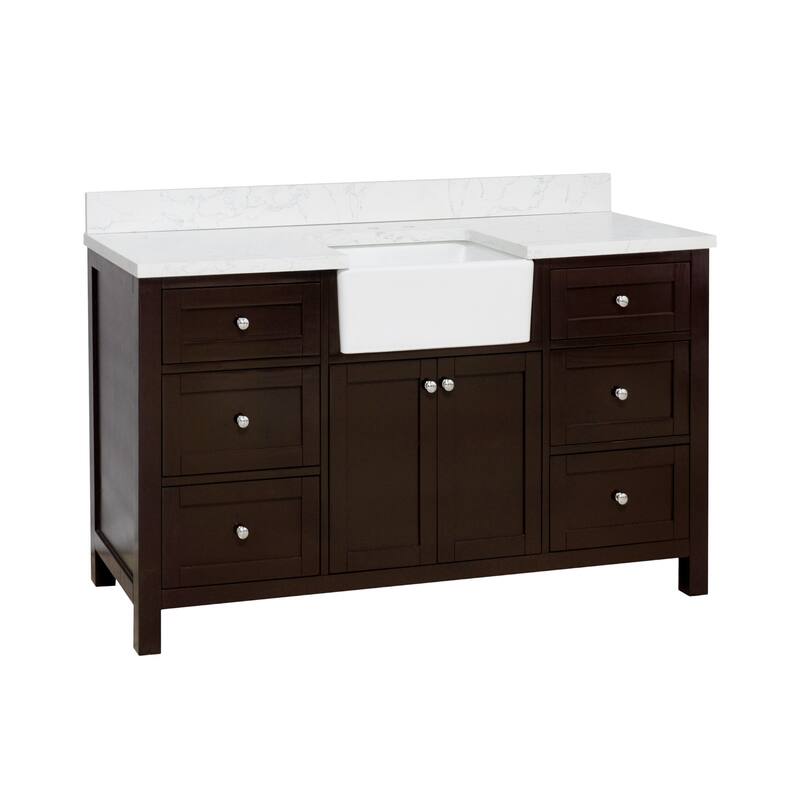KitchenBathCollection Yorkshire 60" Single Farmhouse Vanity with Engineered Marble Top