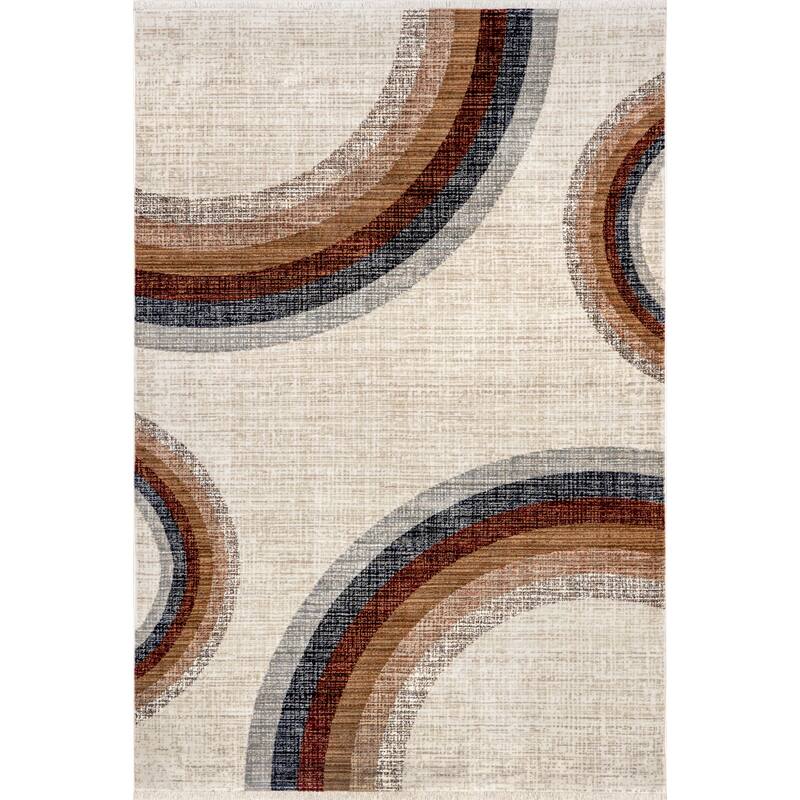 Nuloom Waverley Distressed Circles Fringe Area Rug