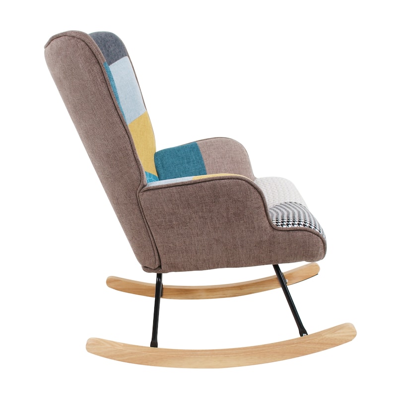 Comfortable Rocking Chair with Ottoman, Ideal for Relaxing in the Living Room or Bedroom.