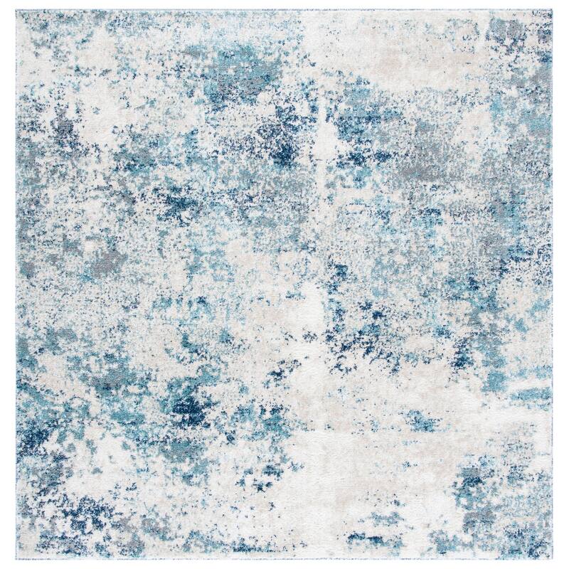 SAFAVIEH Aston Shahide Modern Abstract Rug - 6'7" Square - Ivory/Blue