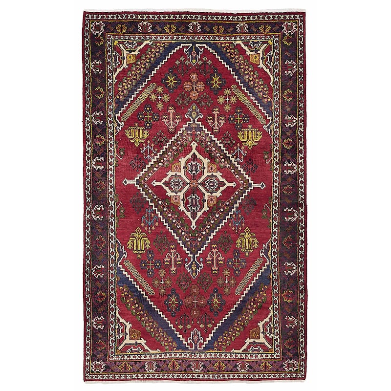 ECARPETGALLERY Hand-knotted Kayseri Vintage Dark Red Wool Rug - 4'4 x 7'7