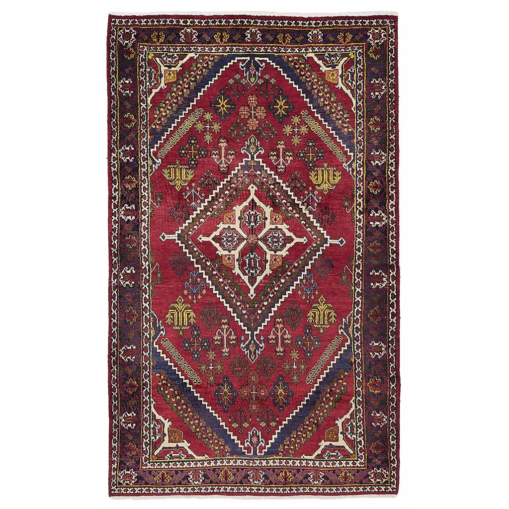 ECARPETGALLERY Hand-knotted Kayseri Vintage Dark Red Wool Rug - 4'4 x 7'7