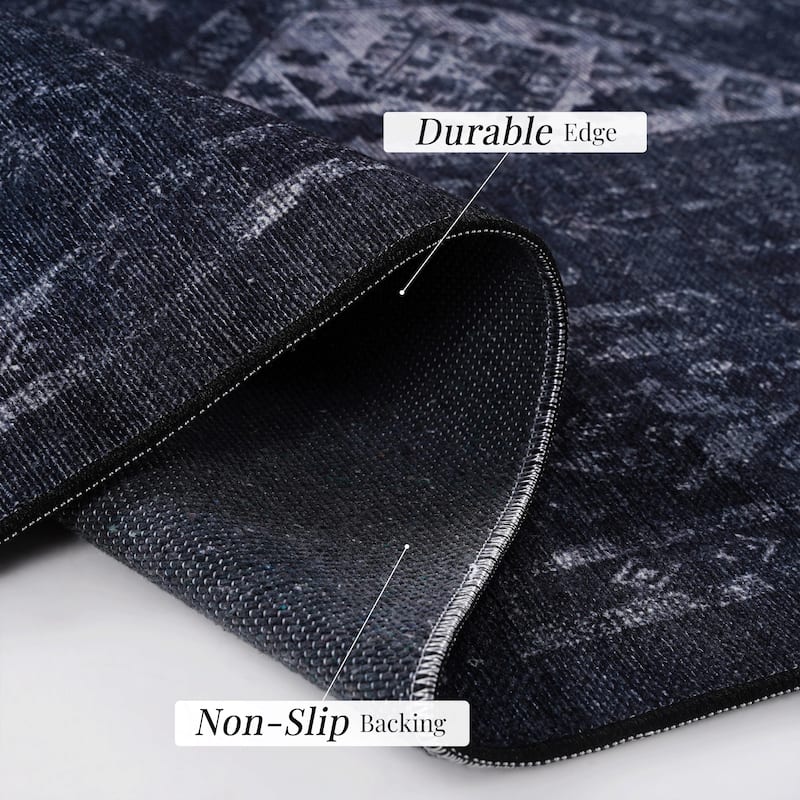 2x3 Area Rugs for Living Room,Washable Rug, Low-Pile, Non-Slip, Non-Shedding, Foldable, Kid & Pet Friendly - 3'6"