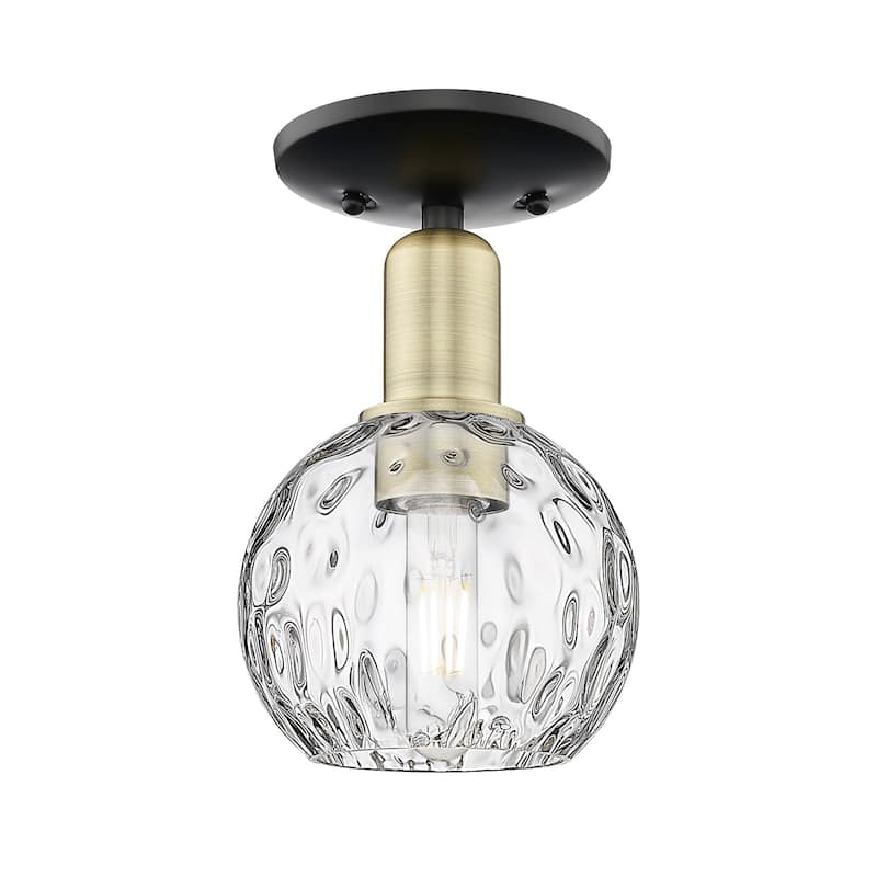Innovations Lighting 716-1C-10-6 Athens Water Glass Semi-Flush Athens - Black Antique Brass / Clear Water Glass