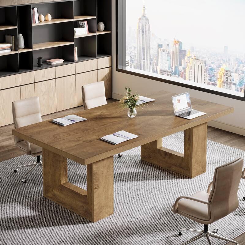 63 Inch Executive Desk, Office Desk Conference Table Workstation - Oak