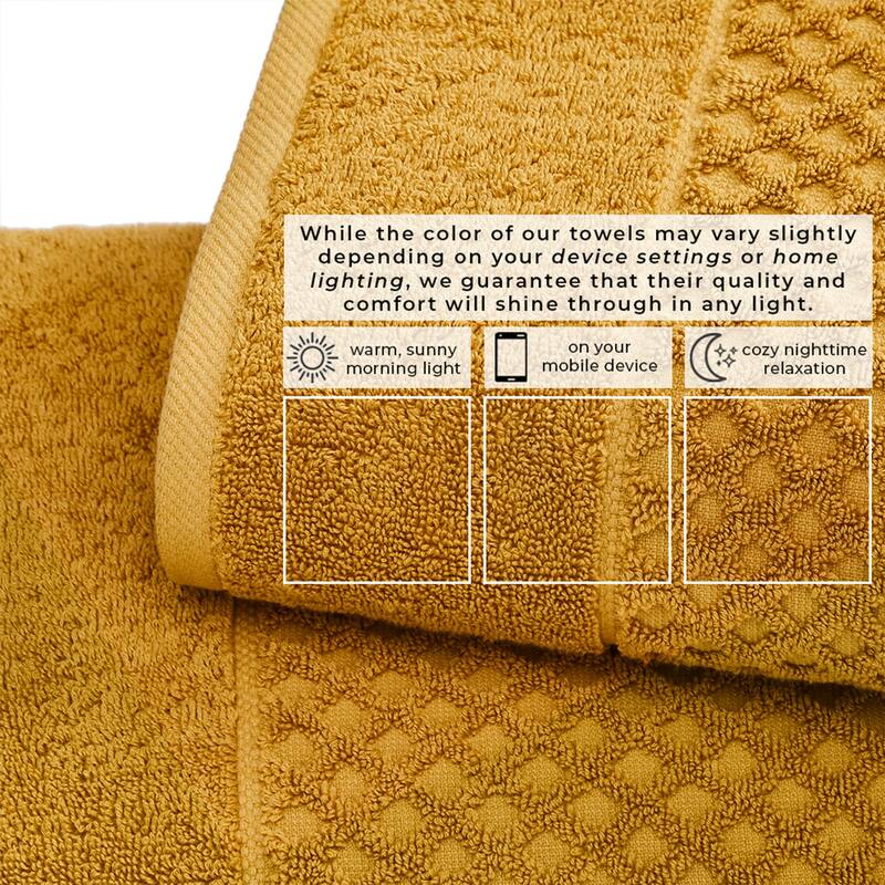 Linery & Co. Cotton Diamond Waffle Texture Bath Towels