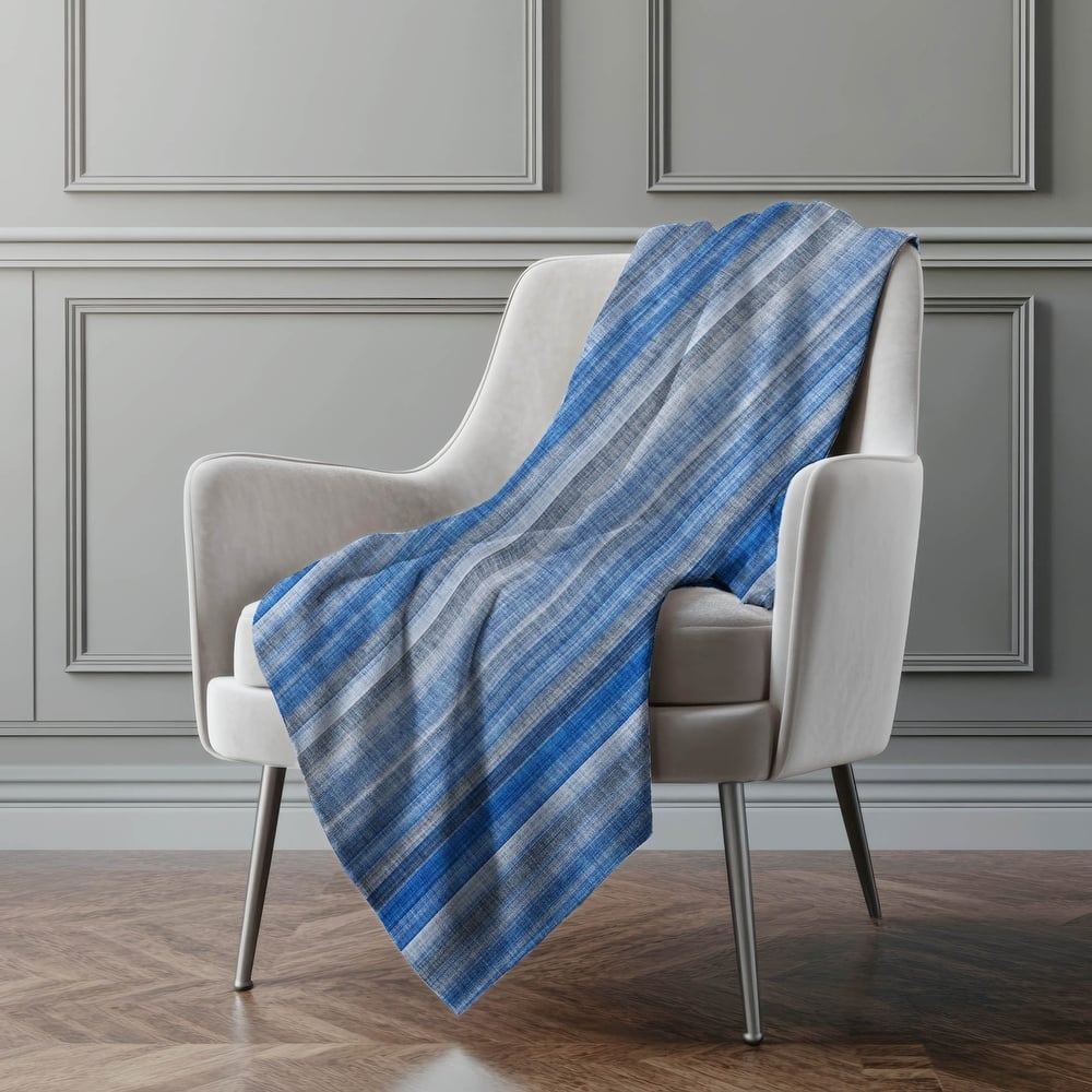 Premium Machine Washable Contemporary Stripe Sherpa Throw Blanket