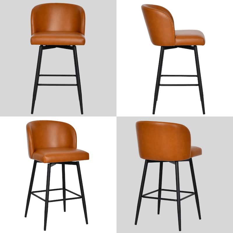 Modern 27" Counter Height Swivel Barstool with Faux Leather Upholstered