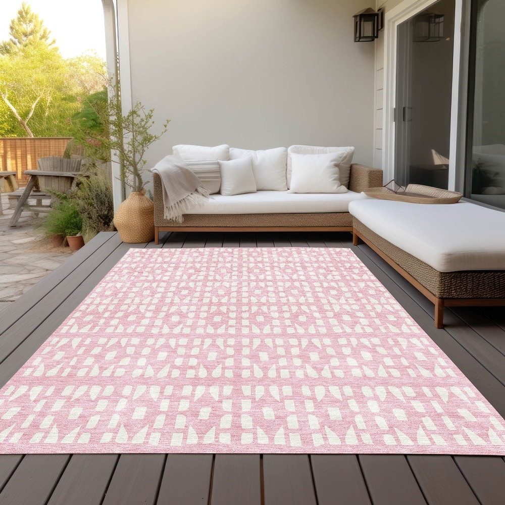 Machine Washable Indoor/ Outdoor Contemporary Imprints Chantille Rug