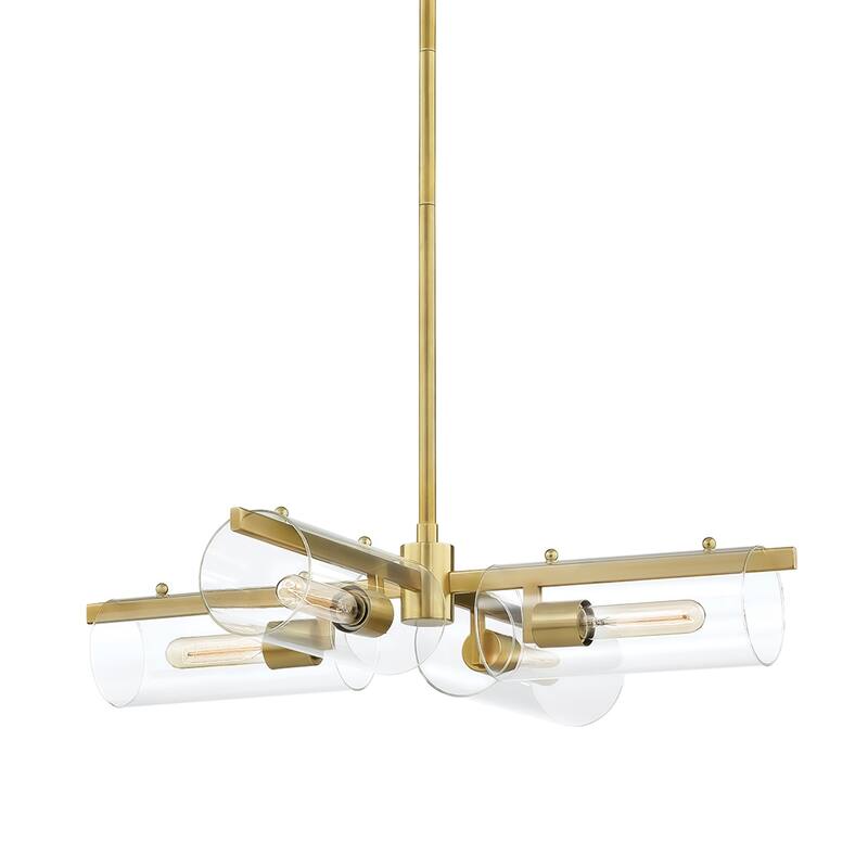 Mitzi by Hudson Valley Lighting Ariel 4-light Aged Brass Chandelier, Clear Glass