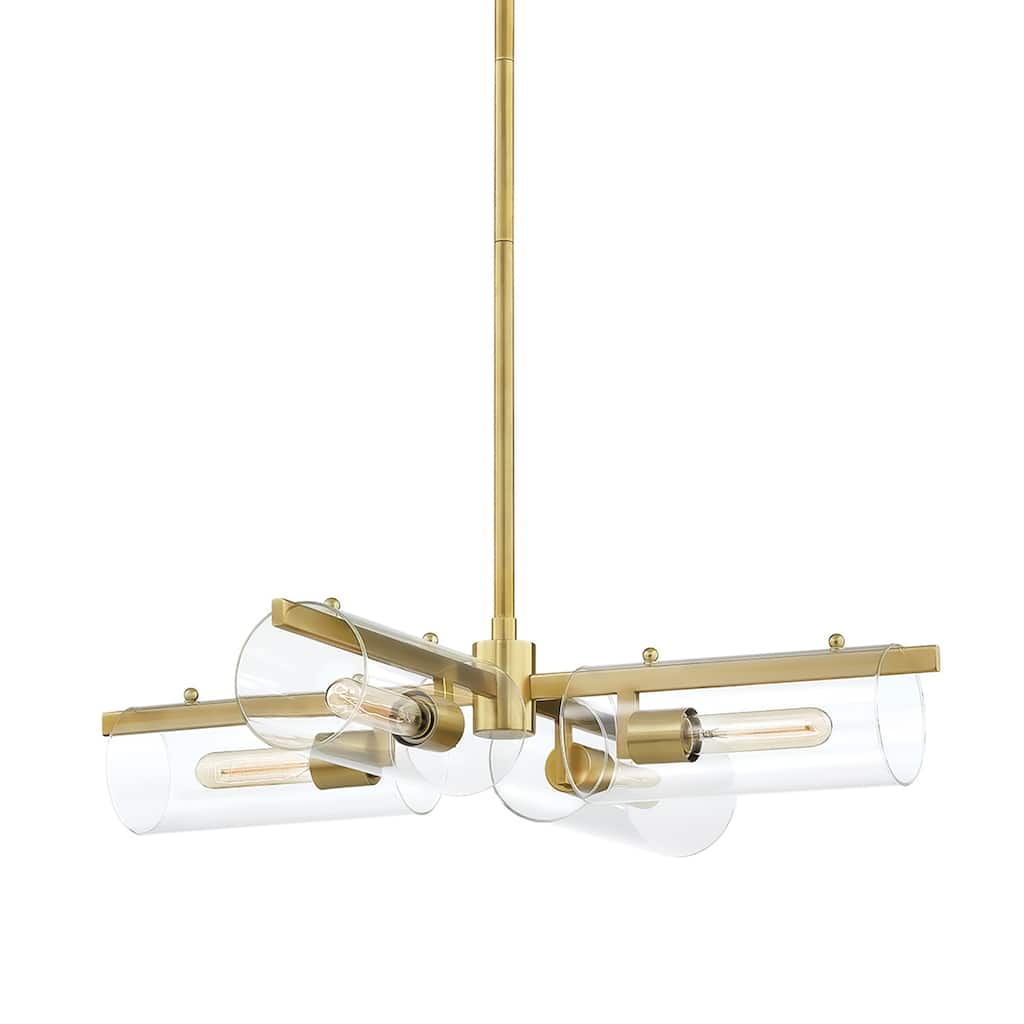 Mitzi by Hudson Valley Lighting Ariel 4-light Aged Brass Chandelier, Clear Glass