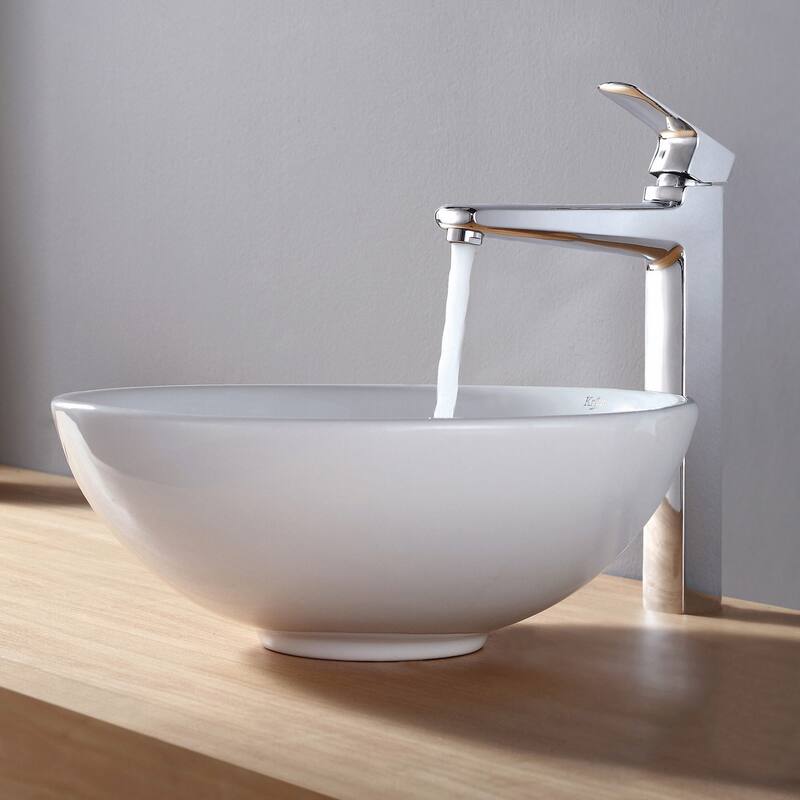 Kraus 15-3/4" Ceramic Vessel Bathroom Sink - Includes Pop-Up Drain