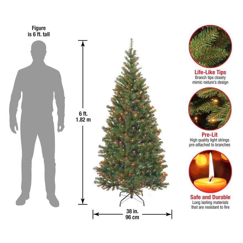 National Tree Company 6 ft. Aspen Spruce Holiday Tree with 300 Multicolor Lights - 6'