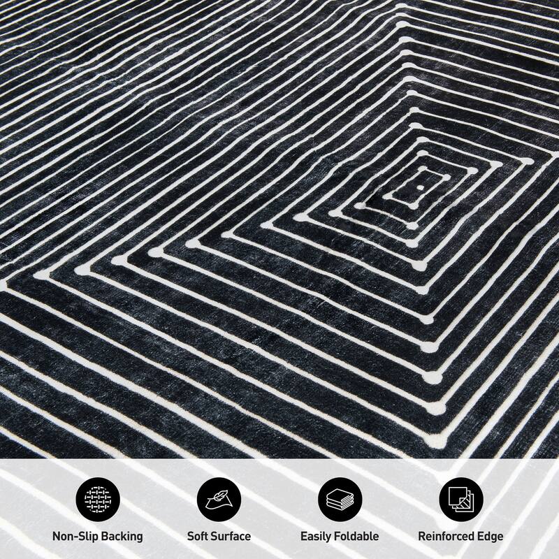 World Rug Gallery Bohemian Stripes Washable Non Slip Area Rug