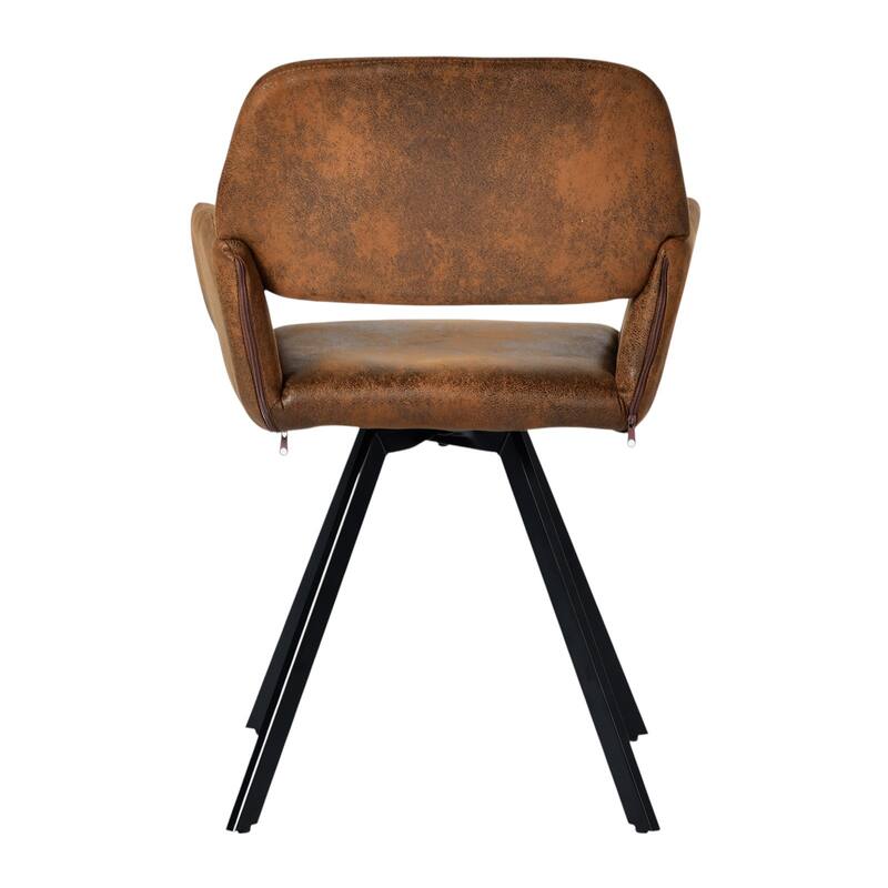 HomeRoots Set of Two Espresso and Black Faux Suede and Steel Dining Arm Chairs - 16.10 in. x 32.30 in. x 16.50 in.