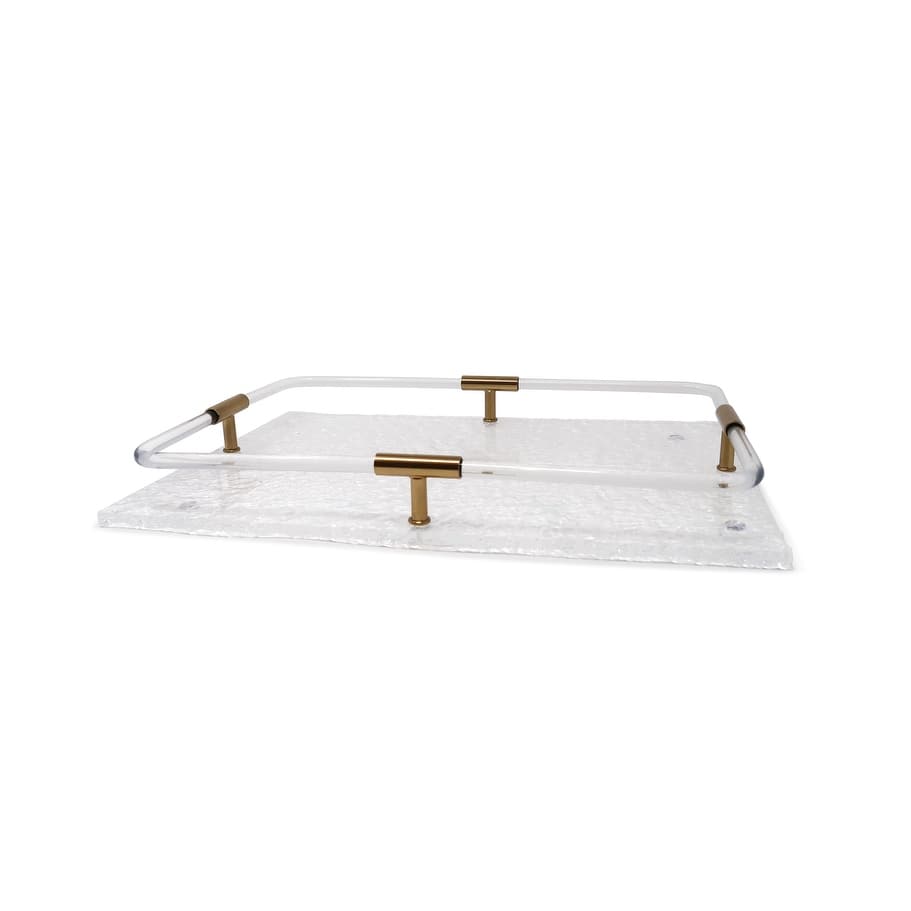 Acrylic Rectangle Tray with Gold Detail on Handle