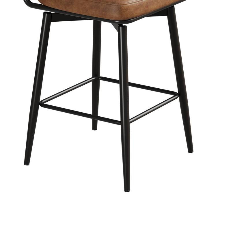 Bar Chairs Set of 2 Piece Set, 360 ° Swivel Bar Chair with Leather Cushions and Iron Brackets Counter Height Bar Chairs